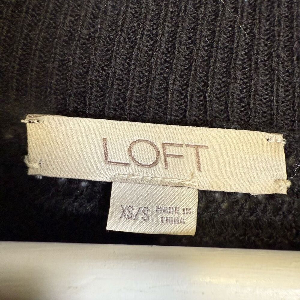 Loft Women's Size XS/S Black Oversized Fit Knit Sleeveless Cardigan Sweater - Picture 2 of 4